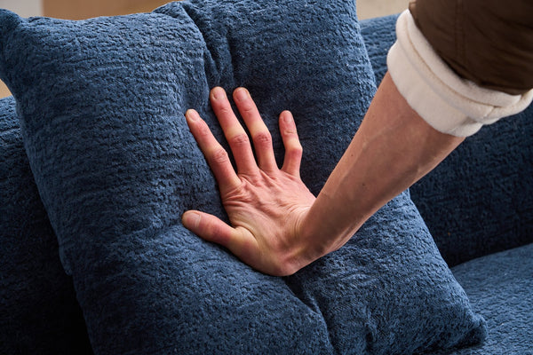 English Elm Compression Compression Sponge Sofa Curved Modular Sectional with 30D High-Density Chenille Sleeper for Cozy Apartment Living Room Comfort and Safe Rounded Design Antique Blue W2231S00019