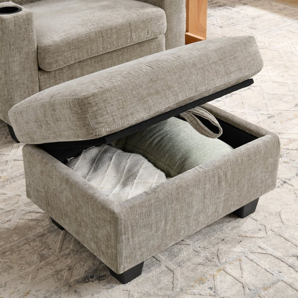 English Elm Single Chenille Manual Recliner with Usb Port Hidden Storage Ottoman and Cup Holders Brown W487P423653