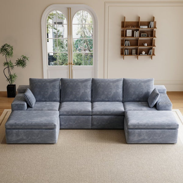 English Elm U Shape Modular Sectional Sofa - Stylish Corduroy Couch For Small Spaces, Versatile Sleeper Design W1825S00027-GIGA