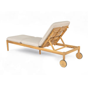 English Elm Christopher Knight Home® - Riviera Acacia Wood Chaise Lounges Set of 2 with Wheels – Beige Light Teak, Polished Edges, Stable Cylindrical Feet for Garden Comfort and Safety N775P287338T