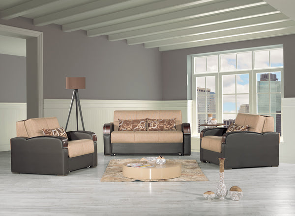 English Elm PrimeNest SlumberCore Collection Upholstered Convertible Loveseat with Storage, Sleeper, Durable PU Finish Brown B030P281822
