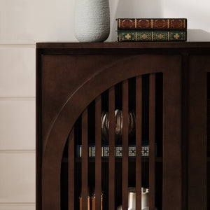 English Elm Mid Century Modern Fluted Sideboard Cabinet - Elegant Storage Solution For Narrow Spaces & More! W1801P362149