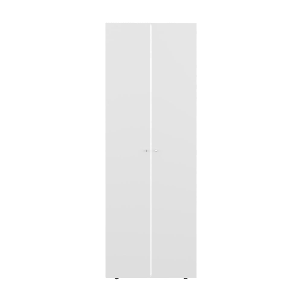 English Elm FM 2-Door Tall Wardrobe Cabinet with Full-Length Rod and 4 Shelves, Scratch-Resistant Melamine Finish White 71.26 L x 20.08 W x 5.12 H B128P361107