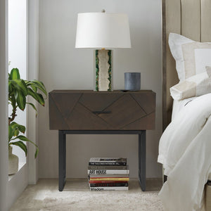 English Elm Marquis Oak Wood Single Drawer Nightstand with Black Metal Legs for Modern Bedroom B2736P464850