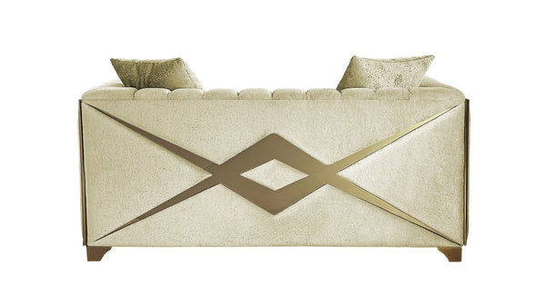 English Elm Velencia 3-Piece Modern Living Room Set In Cream - Elegant Tufting & Gold "X" Accents For Glamour B009S01091-GIGA