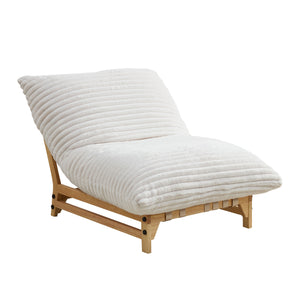 English Elm Accent Corduroy Armless Lazy Sofa Chair for Living Room Bedroom Office — Ergonomic Plush Support Off White W876P304516