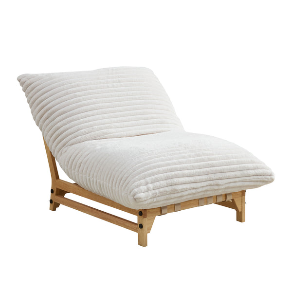 English Elm Accent Corduroy Armless Lazy Sofa Chair for Living Room Bedroom Office — Ergonomic Plush Support Off White W876P304516