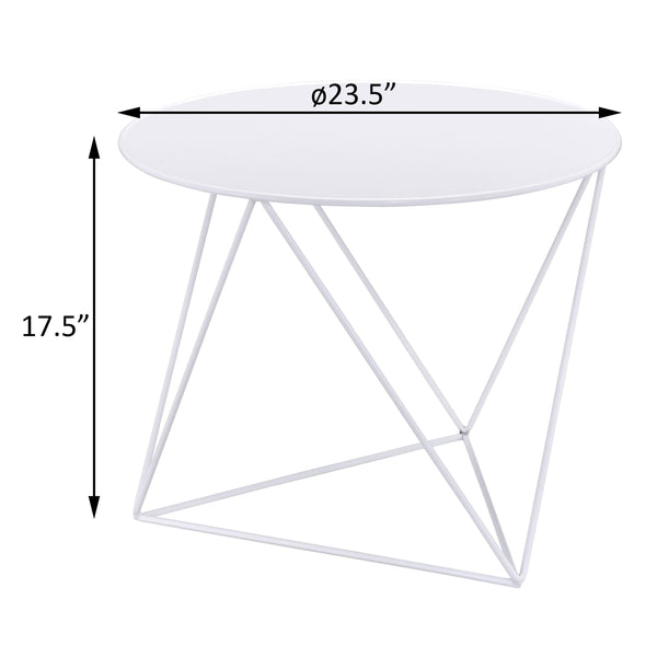 English Elm White Modern Geometric Metal Accent Table for Small Spaces — Durable Powder-Coated Scratch-Resistant Design B062P186454