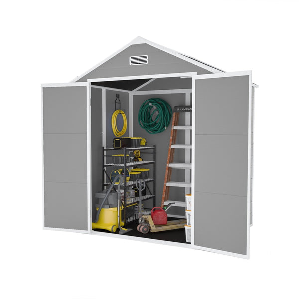 English Elm Campcraft 6x5 Ft Resin Outdoor Storage Shed with Uv Resistant Pp Panels and Lockable Door W1598S00021