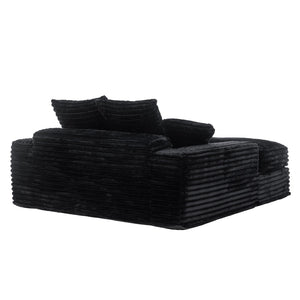 English Elm 028dr-oversized Corduroy Chaise Lounge Sleeper Chair Xxl Seat for Studio Living Black W527S00007