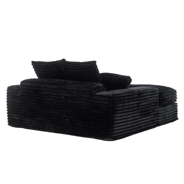 English Elm 028dr-oversized Corduroy Chaise Lounge Sleeper Chair Xxl Seat for Studio Living Black W527S00007
