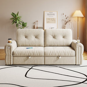 English Elm It Chenille Convertible Sleeper Loveseat with Steel Frame for Compact Living Spaces W3820S00018