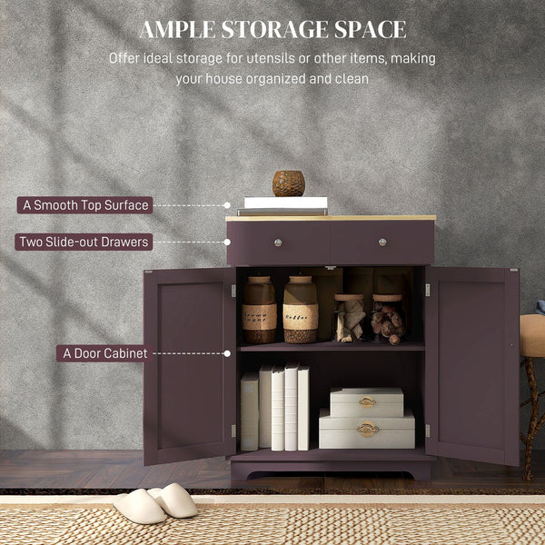 English Elm Homcom Modern Sideboard With Rubberwood Countertop, Versatile Kitchen Storage & Coffee Bar Cabinet W2225P217717