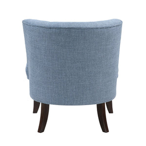 English Elm 1pc Modern Upholstery Button Tufted Accent Chair with Solid Wood Legs, Plush Cushioning for Living Rooms Blue 26.5 L x 28.5 W x 22.5 H B011P305017