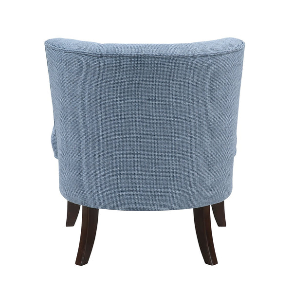 English Elm 1pc Modern Upholstery Button Tufted Accent Chair with Solid Wood Legs, Plush Cushioning for Living Rooms Blue 26.5 L x 28.5 W x 22.5 H B011P305017