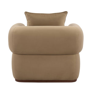 English Elm Bblythe Velvet Accent Chair Wrap Around Backrest Solid Wood Frame Cozy Reading Nook Brown N776P418607B