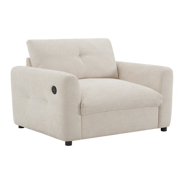 English Elm 42*33" Single Sofa Armchair with Wide Seat, Tufted Chenille, High-Density Foam, Dual USB Charging Ports, Luxe Comfort for Living Rooms Beige N723P305133A