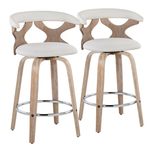 English Elm Gardenia Contemporary 26" Fixed-Height Swivel Counter Stool with Padded Fabric Seat and Chrome FootrestGardenia Contemporary 26" Fixed-Height Swivel Counter Stool with Padded Fabric Seat and Chrome Footrest Cream B202S00292