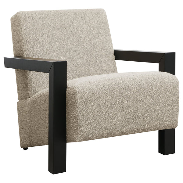 English Elm Bryant Modern Bouclé Accent Arm Chair with Angled Arms, Light Oak Legs — Cozy Textured Comfort B062P300018