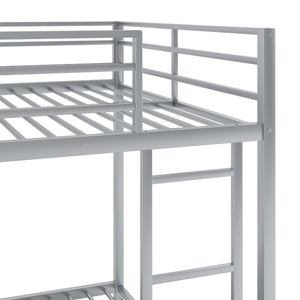 English Elm Full Over Low Profile Steel Bunk Bed with Guardrail and Integrated Ladder MF285536AAN
