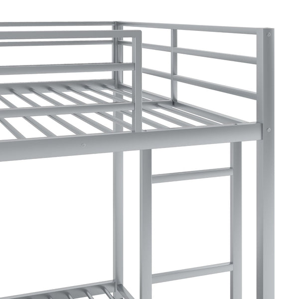 English Elm Full Over Low Profile Steel Bunk Bed with Guardrail and Integrated Ladder MF285536AAN