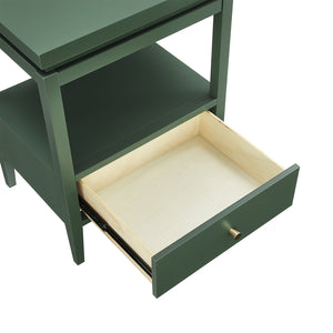 English Elm Olana Vintage Green Nightstand with Floating Top, 1 Drawer, Hidden Tray, Gold Pull & Tapered Legs B050P376962