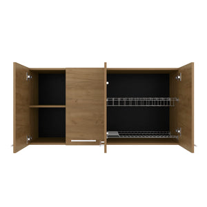 English Elm Wall Cabinet sleek 47.2" W x 23.6" H engineered wood wall-mounted storage with four doors, shelves, organizer and eco-safe compliance Natural Wood 51.18 L x 17.32 W x 7.09 H B097P296839