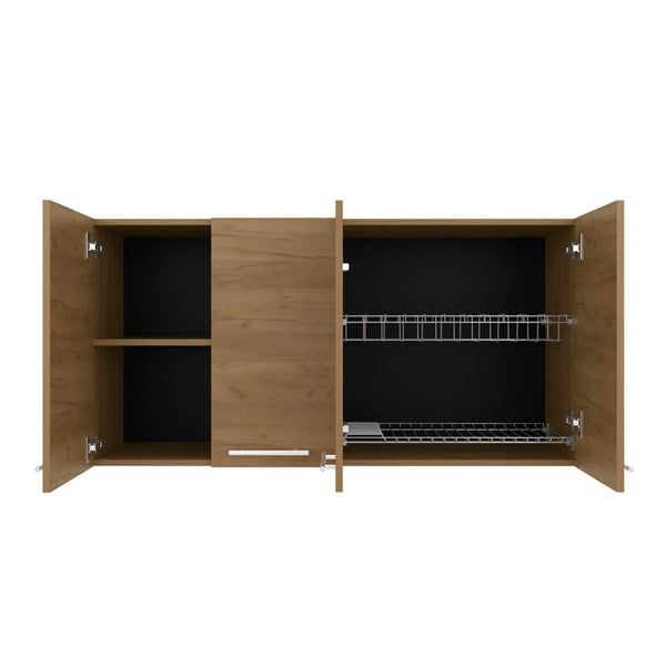 English Elm Wall Cabinet sleek 47.2" W x 23.6" H engineered wood wall-mounted storage with four doors, shelves, organizer and eco-safe compliance Natural Wood 51.18 L x 17.32 W x 7.09 H B097P296839