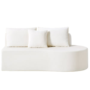 English Elm 138.6" Curved Modular Sectional Sofa Low Profile High Density Foam Living Room Lounge White N767P366006W