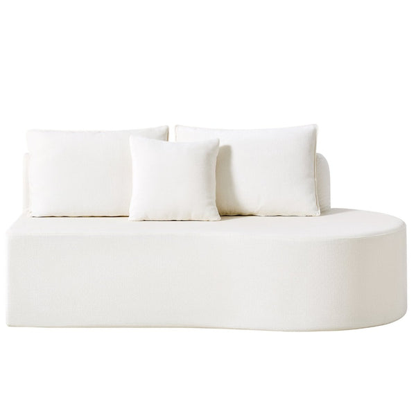English Elm 138.6" Curved Modular Sectional Sofa Low Profile High Density Foam Living Room Lounge White N767P366006W