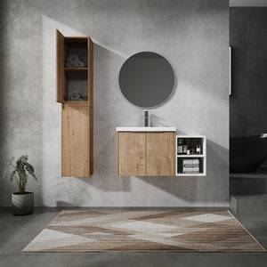 English Elm 36" Wall-Mounted Bathroom Vanity Set With Sink, Side Cabinets, Soft Close Doors & Ample Storage W999S00225