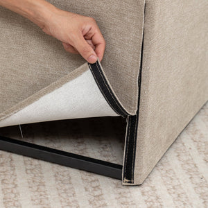 English Elm Linen Modern Dining Chairs Set of 2 — Padded Armless Fabric Side Chairs with Iron Legs, 250lb Capacity Brown W1170P365399