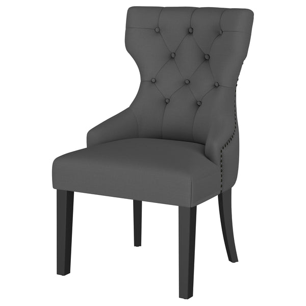 English Elm 1pc Modern Tufted Wingback Dining Chair with Curved Barrel Back, Nailhead Trim, Plush Upholstery Comfort Black,Gray 28.74 L x 27.95 W x 25.2 H B011P301372