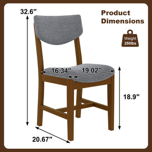 English Elm Rustic Farmhouse Five Piece Dining Set Rubberwood Legs Upholstered Chairs for Kitchen Walnut N752S000089D