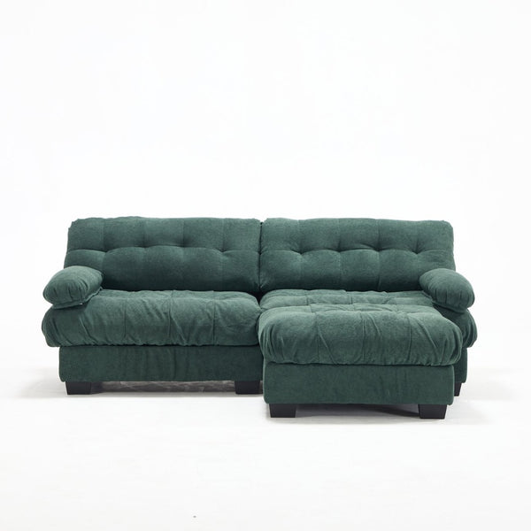 English Elm Modular Cloud Sectional with Ottoman Deep Seat Flannelette Sofa for Living Room Green W2120S00023