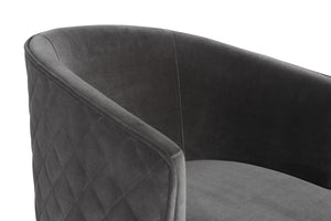 Sunpan CORNELLA Dining Armchair - Soft Blush Grey Fabric, Antique Brass Frame, Modern Elegance for Dining 104308