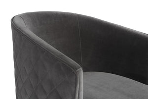 Sunpan Cornella Dining Armchair - Elegant Modern Design with Antique Brass Frame and Diamond Stitching Detail Blush Grey