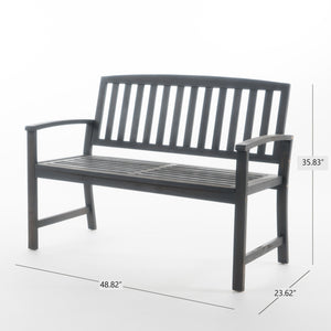 English Elm Christopher Knight Home® - LOJA Bench - Acacia Wood Outdoor Bench with Ergonomic Curved Backrest, Durable Stable Construction DARK GREY 57495.00ACADGY