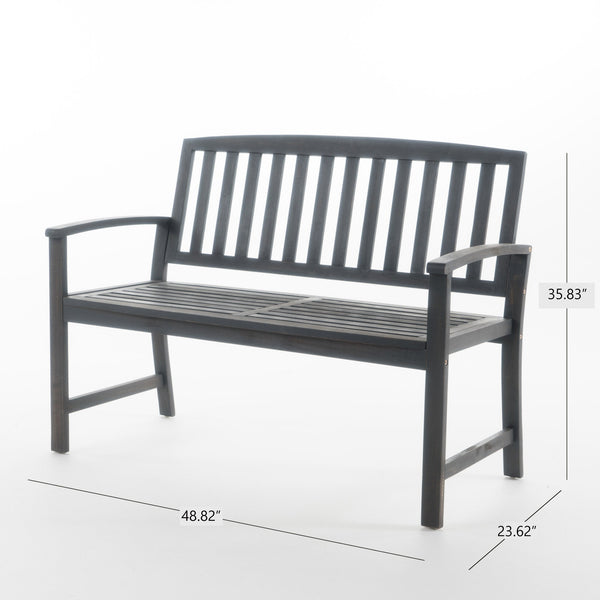 English Elm Christopher Knight Home® - LOJA Bench - Acacia Wood Outdoor Bench with Ergonomic Curved Backrest, Durable Stable Construction DARK GREY 57495.00ACADGY