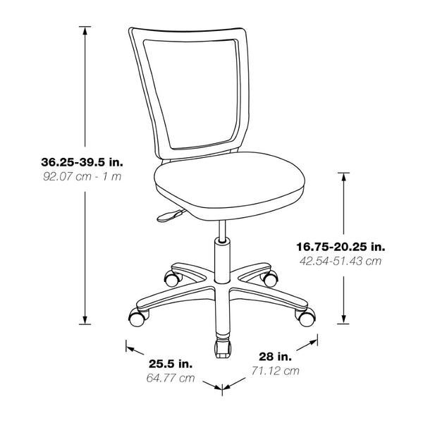 OSP Home Furnishings Office Task Chair with Breathable Mesh Back and Padded Seat for Home or Pro Use SPX69373