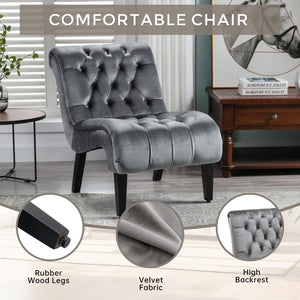 English Elm COOLMORE Velvet Armless Accent Chair with Solid Wood Frame Comfortable Upholstered Barrel Seat Silver W39550130