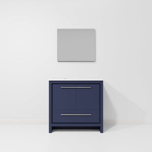 English Elm Navy 36 in. Bath Vanity with Cultured Marble Top, Soft-Close Drawers, Mirror & Ample Storage, Durable Finish B2731S01485