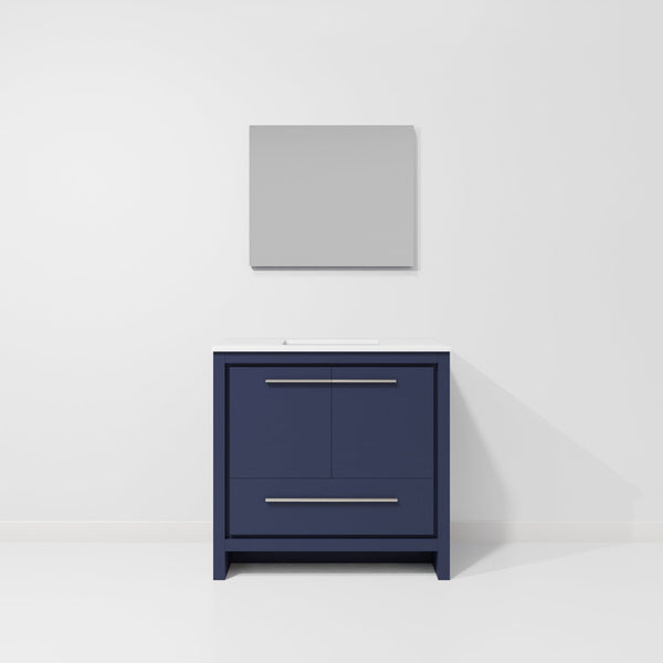 English Elm Navy 36 in. Bath Vanity with Cultured Marble Top, Soft-Close Drawers, Mirror & Ample Storage, Durable Finish B2731S01485
