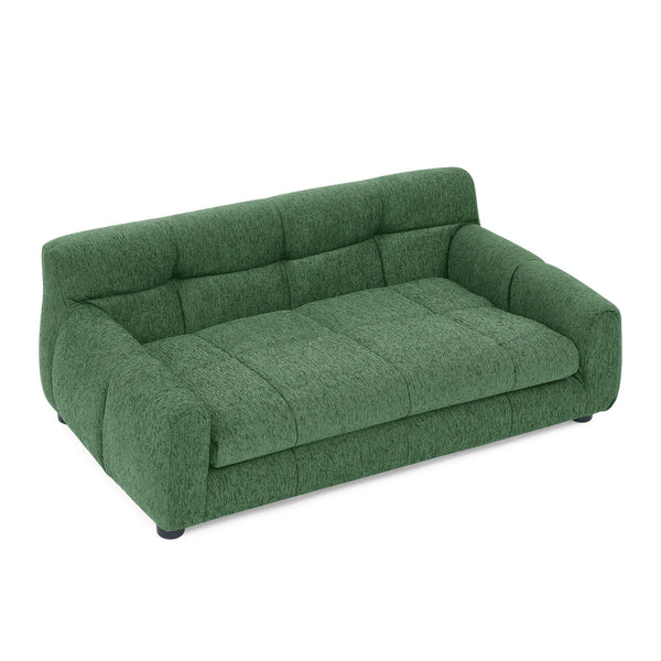 English Elm Soft linen pet sofa with backrest and armrests for medium to large dogs, modern rectangular comfort design Green W487P266087