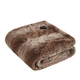 Beautyrest Zuri Glam/Luxury Faux Fur Heated Wrap with Built-in Controller BR54-2783 Tan