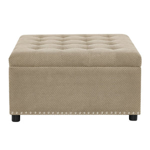 English Elm Storage Ottoman Tufted Nailhead Trim Lift Top Footstool for Living Room or Bedroom Camel W5568P447106