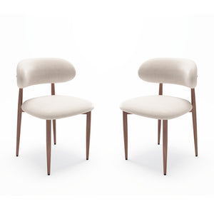English Elm Dining Chair Set with Wood Grain Metal Frame Upholstered Seat Modern Farmhouse Kitchen Cream W3316P449686