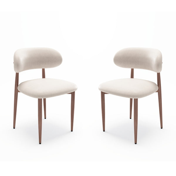 English Elm Dining Chair Set with Wood Grain Metal Frame Upholstered Seat Modern Farmhouse Kitchen Cream W3316P449686