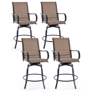 English Elm Patio Swivel Barstools Set of 2 Textilene Mesh Powder Coated Frame All Weather Seating Brown T3623P437331