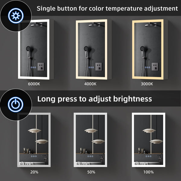 English Elm Led Lighted Medicine Cabinet With Anti-Fog Mirror, Adjustable Color Temperatures & Storage Solutions W3735P374358